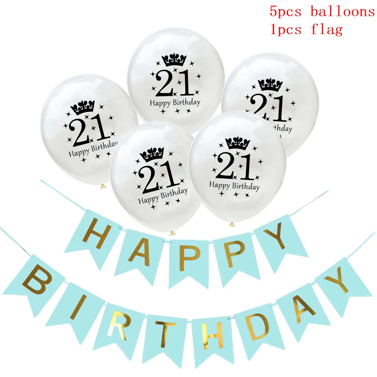 

6pcs/set 21st Balloons Sequins Balloons Latex Balloons Blue Birthday Flag Engagement Party Events DIY Decoration