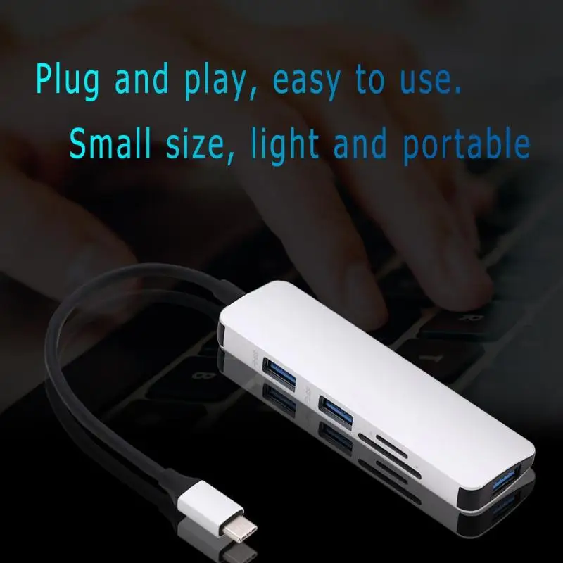 Алюминиевый сплав Тип usb-C концентратора Тип-C до 3 Порты USB 3,0 SD/TF Card Reader адаптер кабель для Mac Windows ноутбука Высокое качество