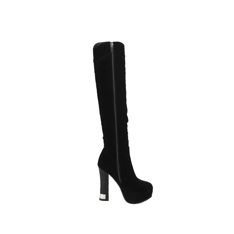 43 Femmes 2018 Garder Grande Fermeture Bottes Noir Au Talons Haute Sabot D'hiver Taille Genou Chaud Côté Lxunyi Chaussures 34 Nouveau Éclair Femme d1xtS1q