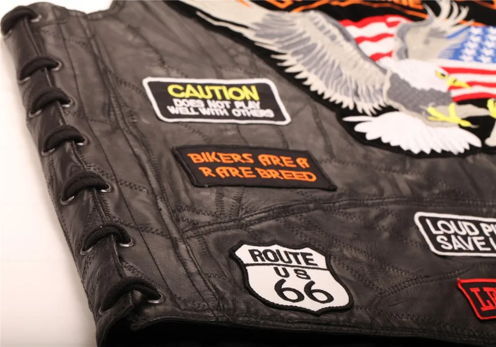 Кожаный мужской жилет с вышивкой Галлей, мотоциклетный жилет в стиле панк, хип-хоп, овечья кожа, ветронепроницаемая, сохраняющая тепло вентиляция