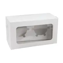 10 шт 2 полости бумажная коробочка для капкейка коробки для десерта пекарня, торт переноски для домашней Кондитерская(белая