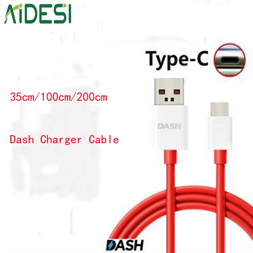 

AIDESI Original Dash Charger Cable Usb Type-C Cable Quick Fast Red 100/200 cm Charge power data cable for One plus 6 5T 5 3T 3