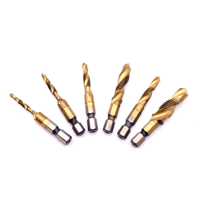 Hand Tap Drill Set Hex Shank HSS Screw Spiral Point Thread Metric Plug Drill Bits M3 M4 M5 M6 M8 M10 Hand Tools