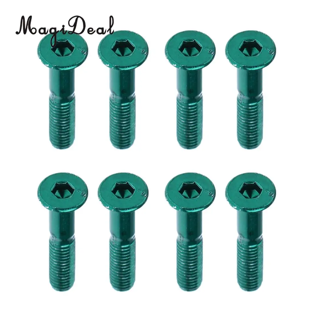 MagiDeal 8pcs Replacement Skateboard Truck Hardware Set Longboard Screws Bolts Green