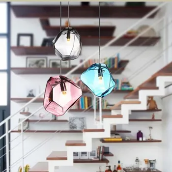 

Nordic Multicolored Glass Dining Room Pendant Light Art Crystal Diamond Study Cafe Designer Studio Hanging Lamp Free Shipping