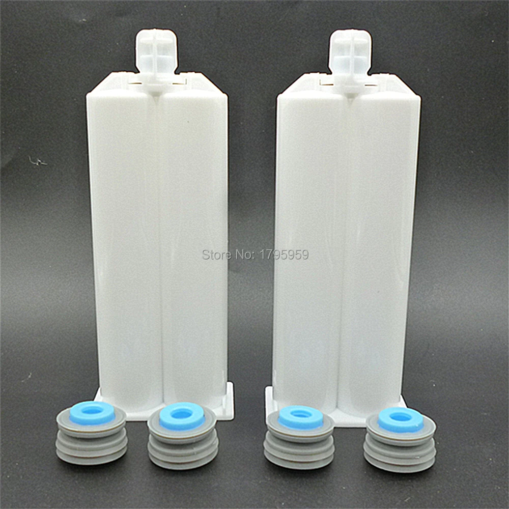 

2 Set 50ml 1:1 Ratio Dual-Barrel Empty Cartridge Tube With Sealing Pistons & Caps For Dispensing Gun 1:1 Ratio Adhesives
