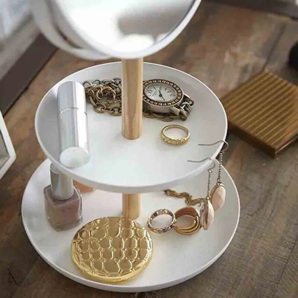 

Desktop makeup mirror Magnifying Makeup Mirror w/ Storage Tray Beauty Stand Double Side 360 Rotation Desktop makeup mirror G422