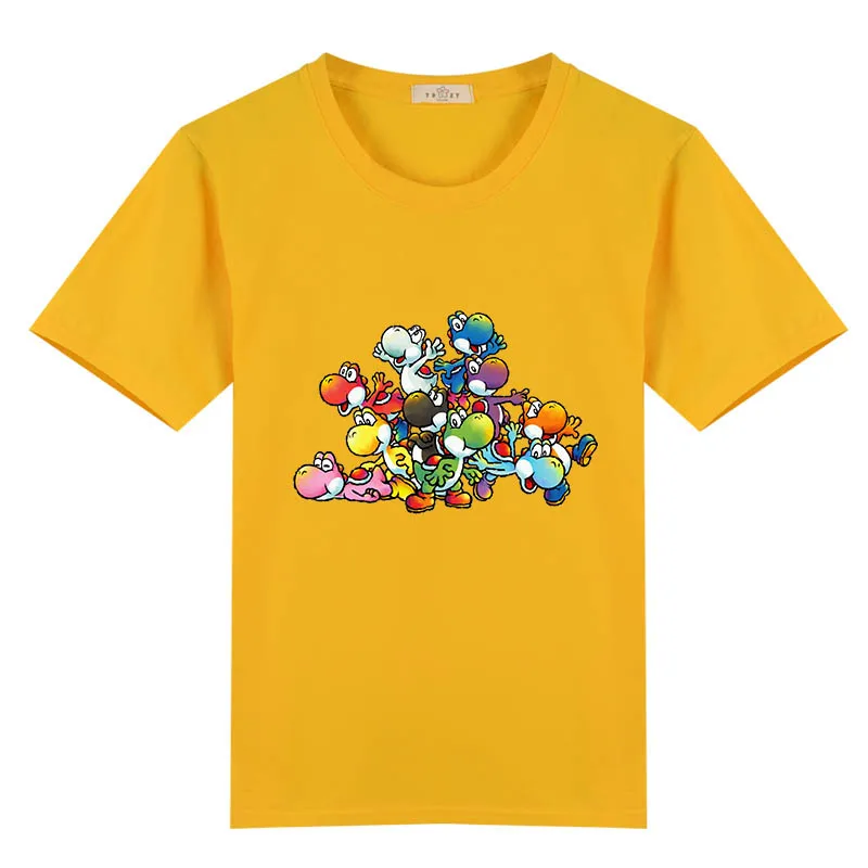 Футболка с принтом Марио Йоши для детей от 3 до 12 лет, одежда для мальчиков и девочек, летние однотонные футболки с короткими рукавами, костюм Детская футболка, одежда