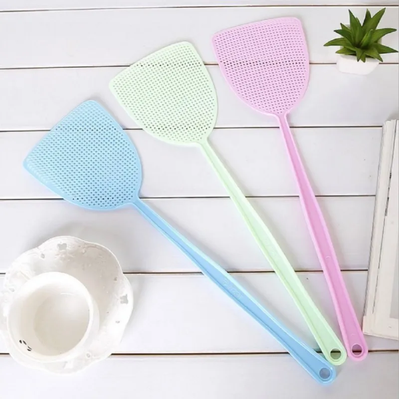 6 Pcs Fly Swatter Manual Swat Pest Control Plastic with Long Handle Assorted Sweet Colors2049