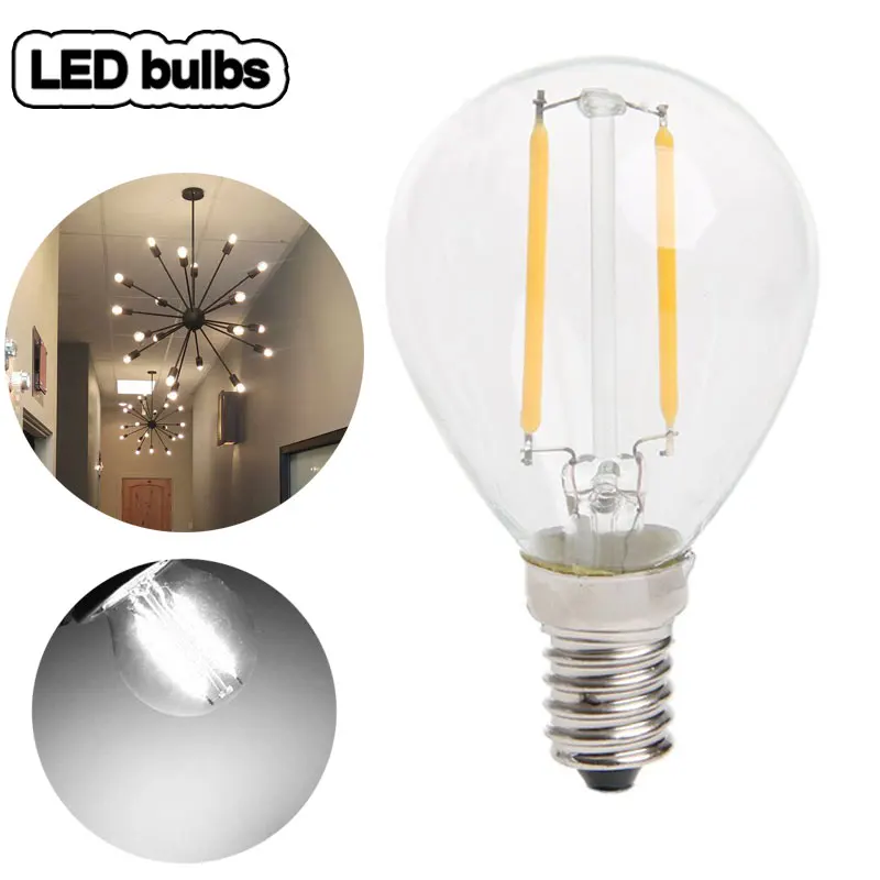 Energy Saving E14 2W LED Edison Filament Lamp 220V Ball Globe Bulb G45 GHS99 | Освещение