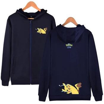 

Pokemon Anime Hoodies Sweatshirt Men Detective Pikachu Hoodie Printed Zipper Hoodies Men/Women Tracksuits Outwear Autumn Clothes