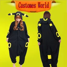 Nuevo Anime Pokemon Pikachu Umbreon Cosplay Negro Unisex Partido Onesie Pijamas Para Adultos Mujer Hombre Del Traje Envío Gratis