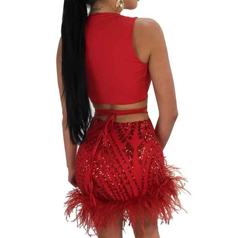 white feather bottom dress