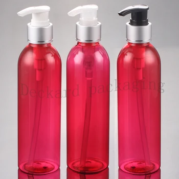 

250ml X 20 empty liquid soap pump cosmetic red bottles ,250cc aluminum shampoo dispenser red container for lotion