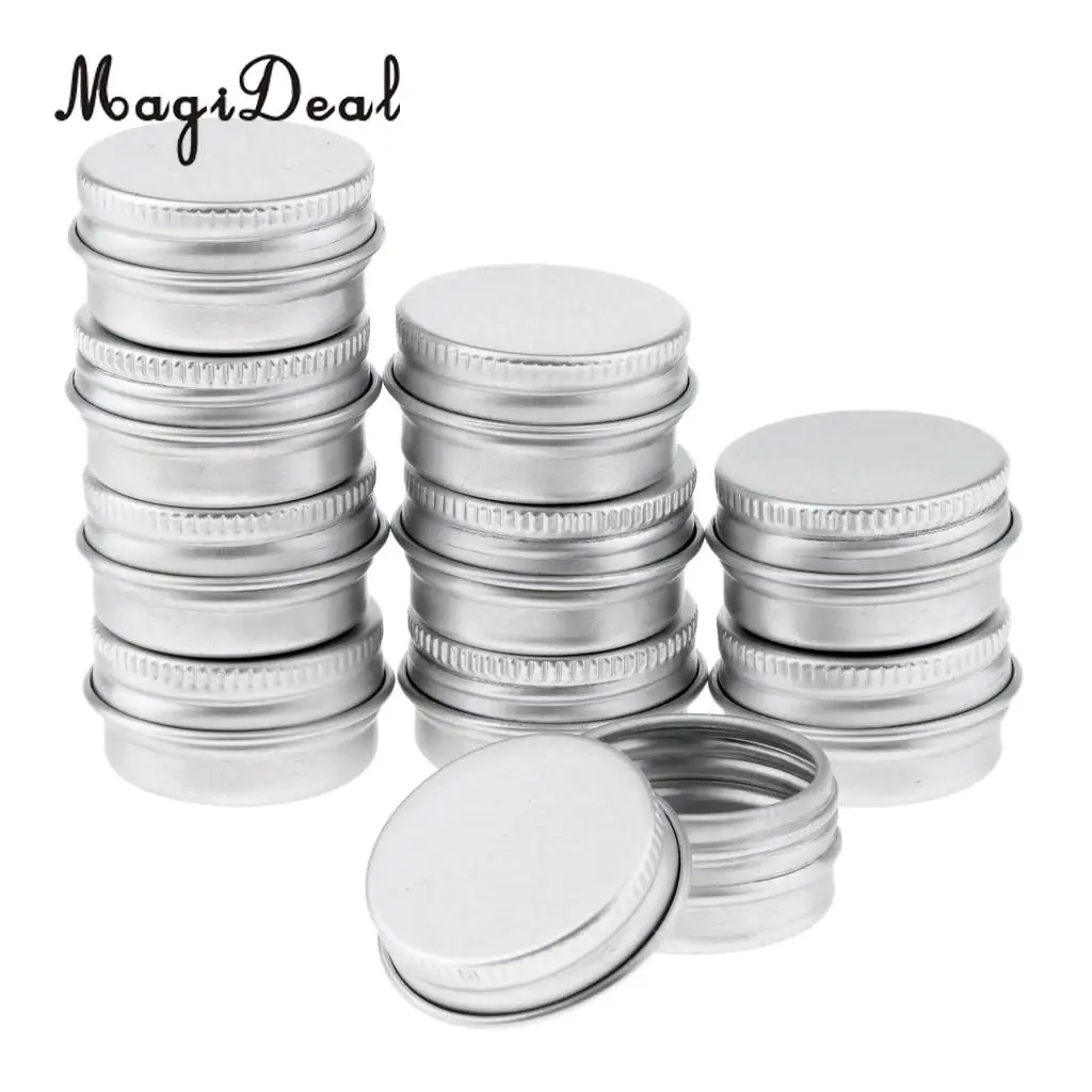 20x Empty Aluminum Tins Cans with Screw Lids Box Container Jar Round Pot 5g for Cream Salves