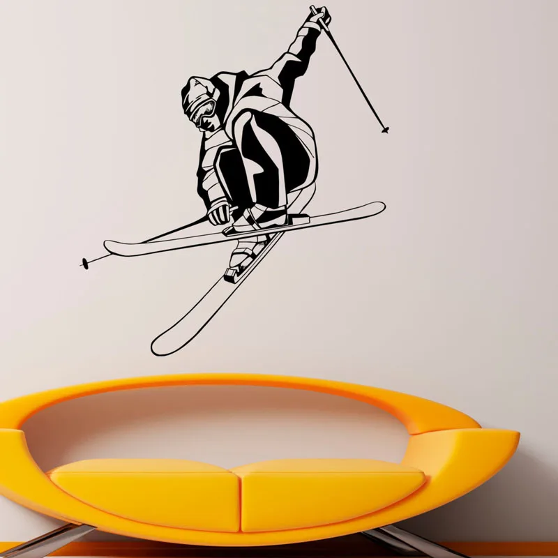 ZOOYOO Skier Playing Skiing Sport Wall Decals Home Decor Living Room Boys Bedroom Decorative