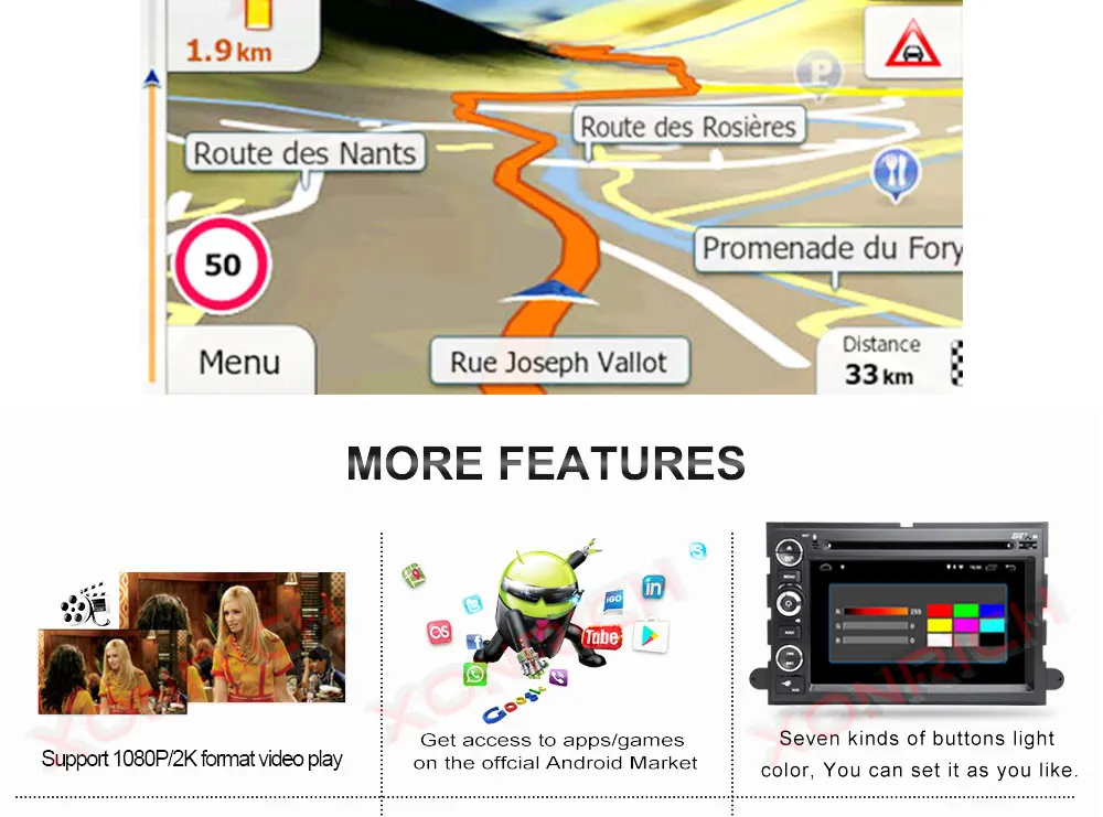 Clearance Car Multimedia player  Android 8.1 Autoradio CAR DVD player For FORD/F-150/Mustang/Explorer/Kuga/Edge Radio FM wifi 3G BT 34