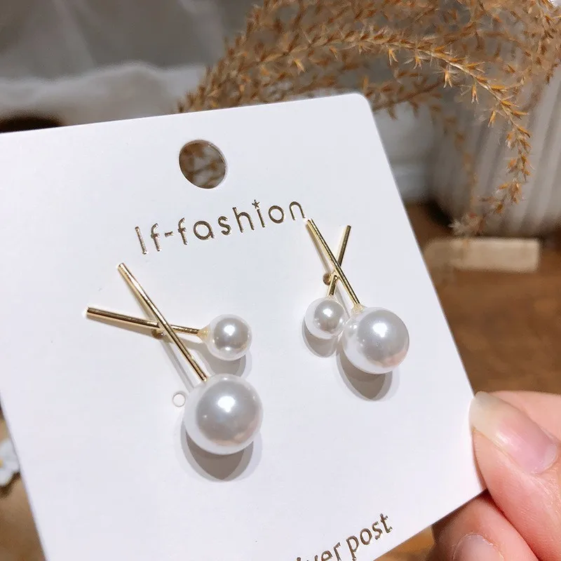 

Fashion Stud Earrings For Women Gold Cross Imitation Pearl Jewelry Cute Small Ear Studs Korean Style Brincos Accessories 2019
