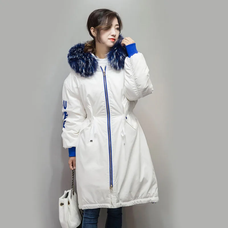 

Winter Long Down Coat Female 2018 Large Real Raccoon Fur Hooded 90% Duck Down Parka Warm Thick Winter Jacket Women Snow Outwear