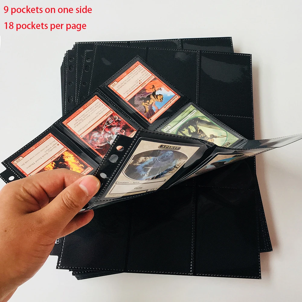 20 Pages, 360 Pockets, Side Loading Black Color Series Card Page Protector for Standard Size Board Game Cards
