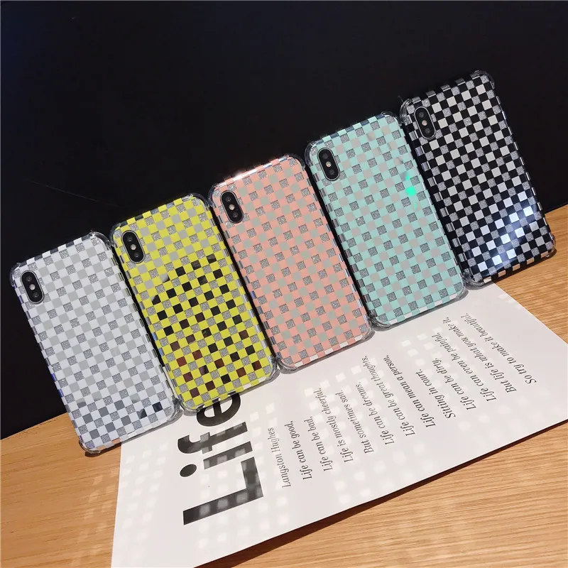

Electroplate classic check pattern for iPhone 11 Pro Max case iPhone 6 6s 7 8 Plus XS MAX fitted case anti-fall X XS XR cover