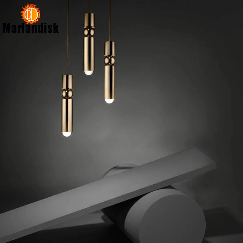  1 pcs Dia 6cm E27 Gold Tube-Shaped Aluminum Hanging Light Hotel Hall Shop Commercial LED Pendant La - 32897292080