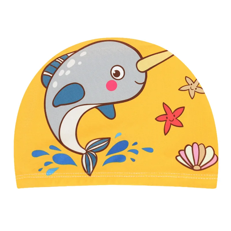 Детская эластичная тканевая шапочка для плавания с рисунками, для плавания в бассейне, для занятий водными видами спорта, для защиты ушей, шапочка для плавания, для мальчиков и девочек