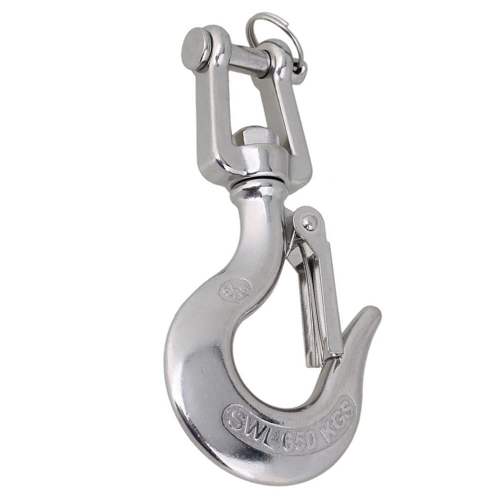 

1Pcs Silver 304 Stainless Steel Trigger Clevis Swivel-Eye Lifting Snap Tone Hook with 650KG Working Load Limit