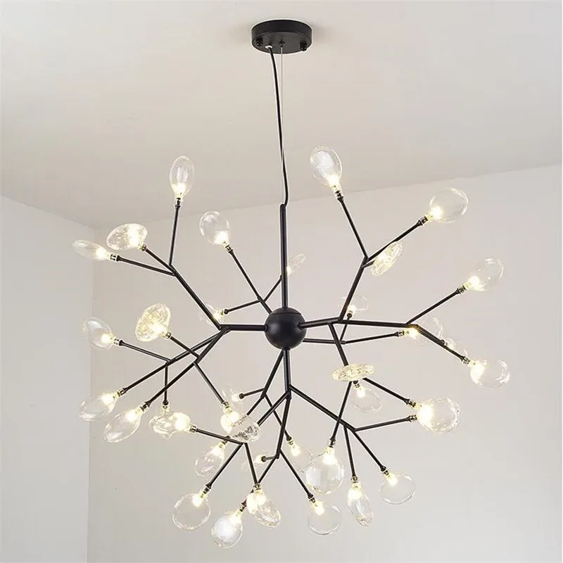 

Nordic Glass Led Chandeliers Lamparas Tree Branch Black Pendant Lamps Lustre For Living Room Hanging Lamp Lighting Fixtures