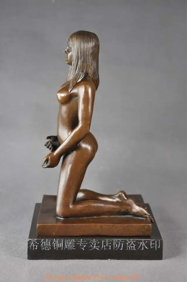 SS Арт Деко скульптура Сексуальная голая женщина обнаженная девушка эротическая Бронзовая статуя QQ