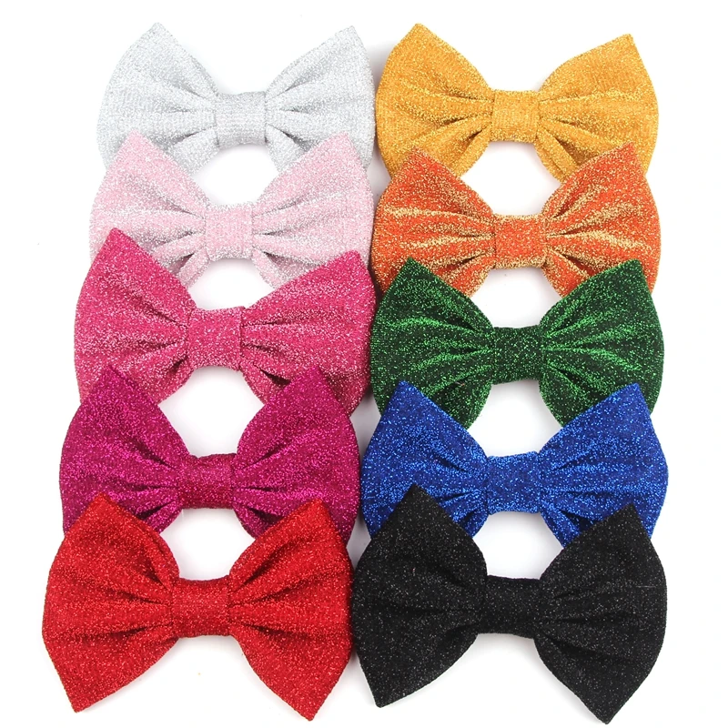 

10pcs/lot New 5'' Glitter Hair Bow with/without Clips for Children Headband Hair Accessory, Handmade Hair Bow Accessories