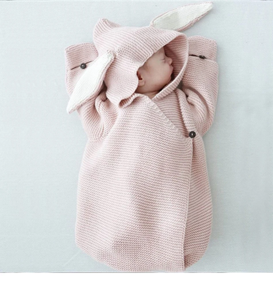 Милое Вязаное детское одеяло с заячьими ушками, s пеленки для новорожденных, мягкое детское одеяло, пеленки, теплые пеленки для малышей