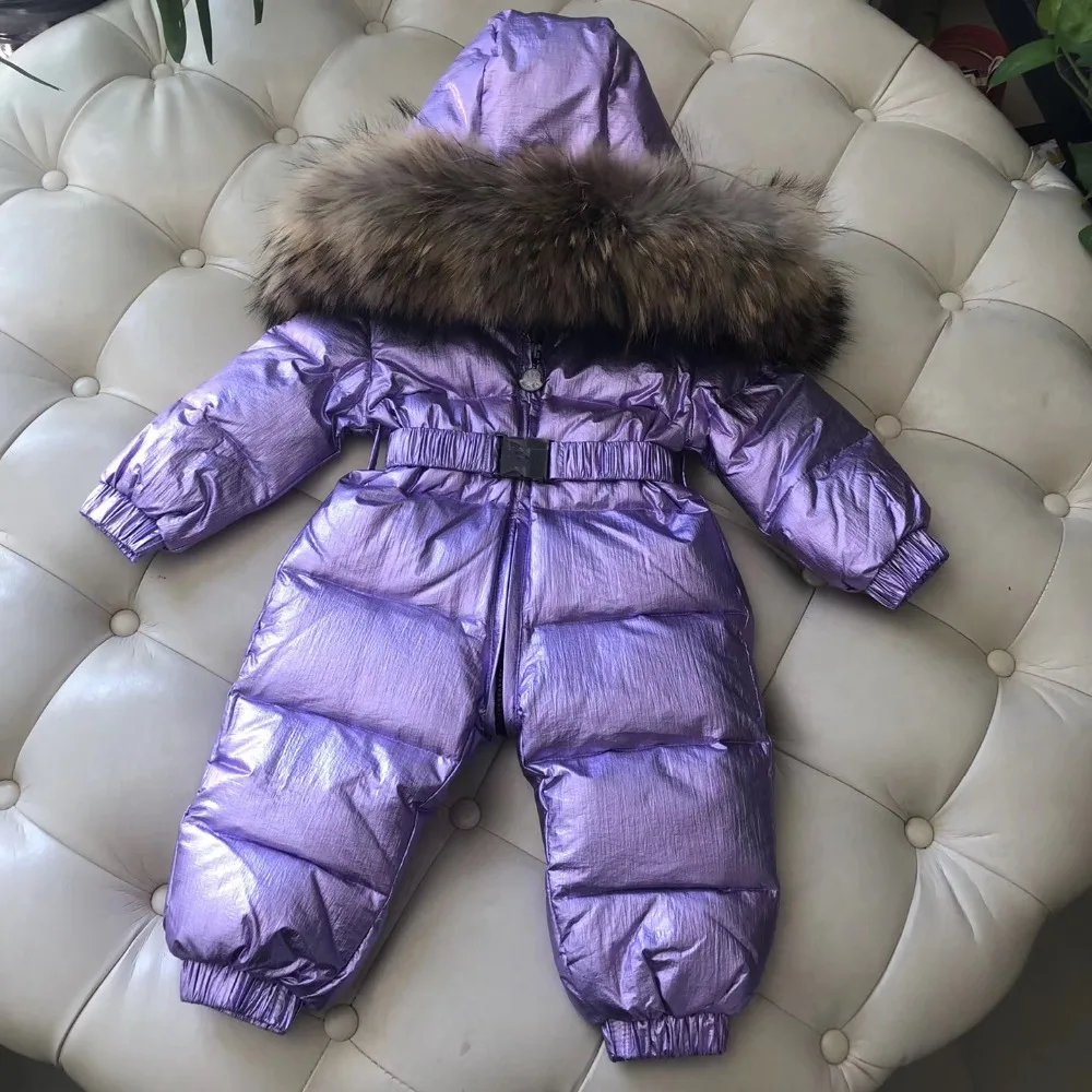 

Baby Girls Clothes New Winter Down Hooded Baby Rompers Purple Thick Down Outfit Newborn Jumpsuit For Children Baby Costume 0-3T