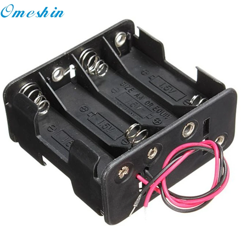 5 pcs 5 AA 2A 14500 Cells Battery Clip Holder Box Case With Wire Lead Black