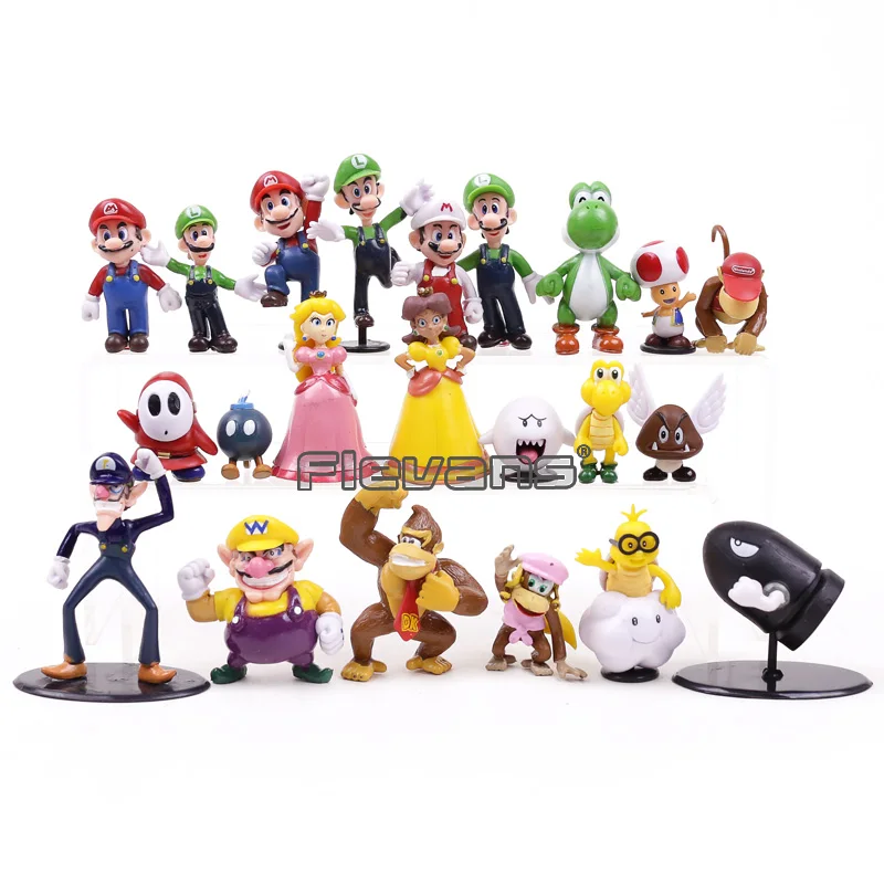Super Mario Bros Family Mini PVC Figures Toys 22pcs/set Mario Luigi Wario Waluigi Toad Bowser Yoshi Peach Daisy Goomba Koopa Super Mario Bros Family Mini PVC Figures Toys 22pcs/set Mario Luigi Wario Waluigi Toad Bowser Yoshi Peach Daisy Goomba Koopa