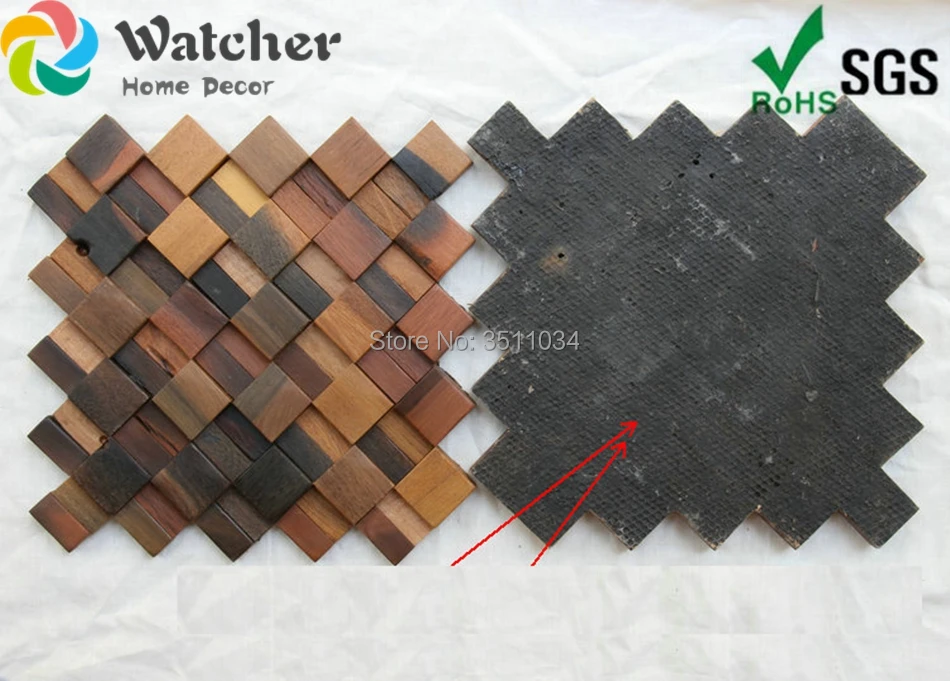 US $158.86 1box 13pieces Dinning room Decorator Wall Panel Old Ship Wood Mosaic Tile Art Wall Decorative Tile For Home Decor