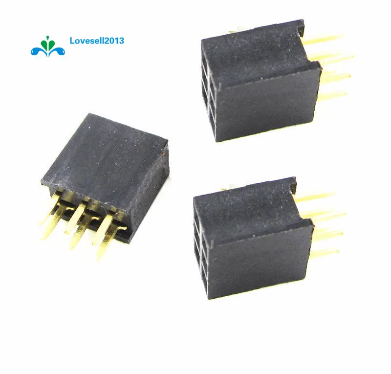 

20PCS 2X3 Pin 6P 2.54mm Double Row Female Straight Header Pitch Socket Pin Strip