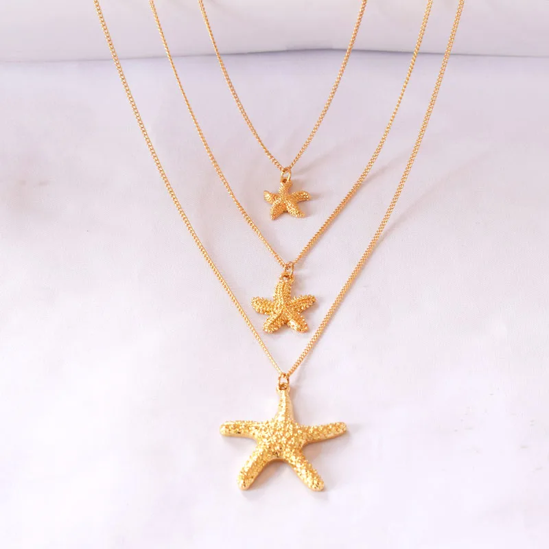 

Timeless Wonder Chic Conch Shell Starfish Layered Necklace for Women Casual Trendy Top Gift Rock Prom Ins Punk Chain Choker 5552
