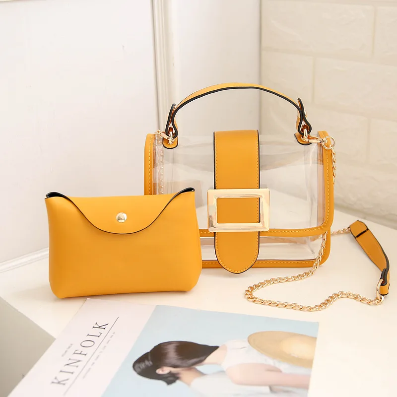 

Transparent Bag Female Jelly Pack 2019 New Women's Shoulder Bag Fashion Messenger Chain Bag