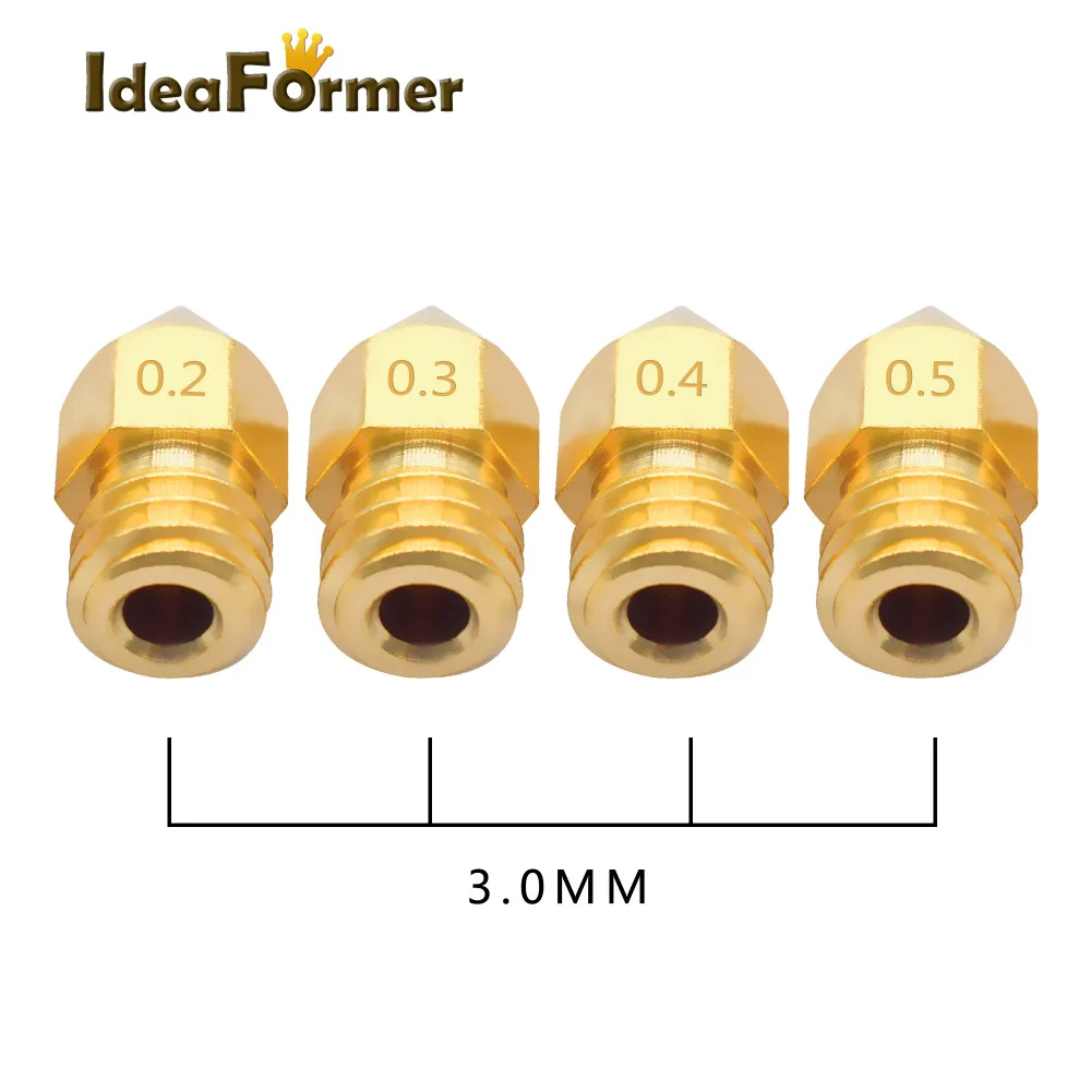 5 шт./лот 1,75/3,00 мм нити M6 резьбовой насадки MK8 nozzle0.2/0,3/0,4/0,5 мм, для выхода в свет, Медь 3D принтеры Запчасти