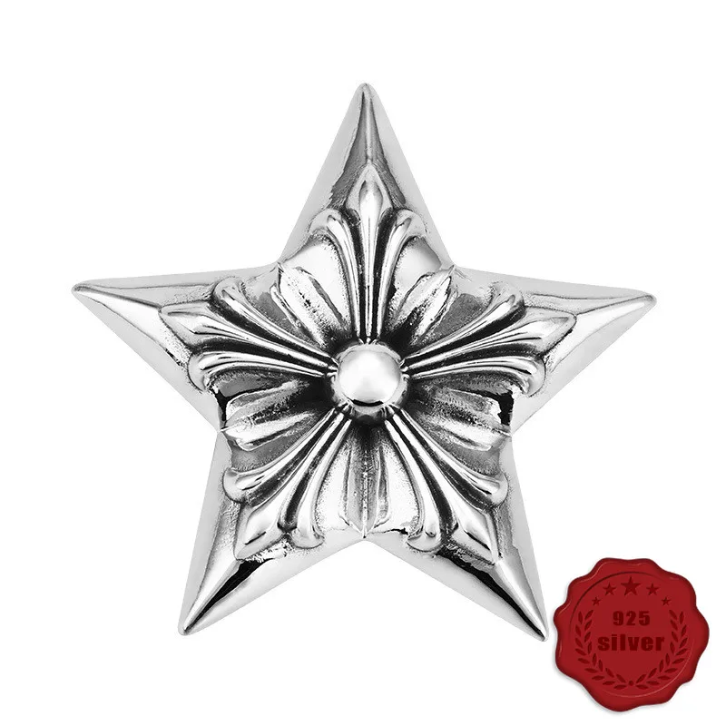 

925 sterling silver pendant retro personality fashion punk style five-pointed star hip hop simple couple styling 2019 hot new