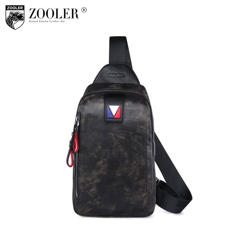 

ZOOLER hot&new genuine leather bag chest men Single shoulder bag top quality Designed patchwork whole cowhide bag-51112