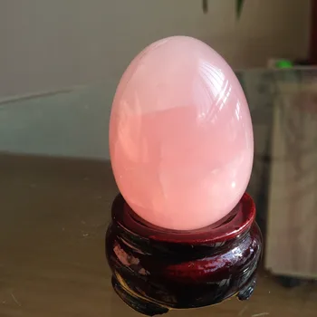 

91g Natural Pink Rose Crystal Egss Polished Quartz Crystals Product with the Base Together Sale for Home Decor