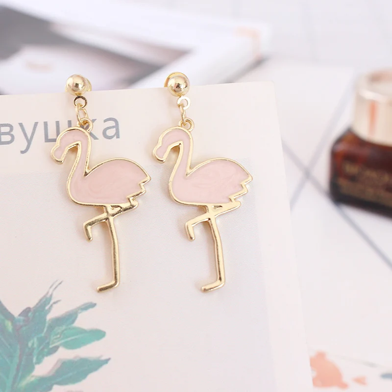 florkrris cute pink flamingo dangle earrings fashion jewelry bird shape ...