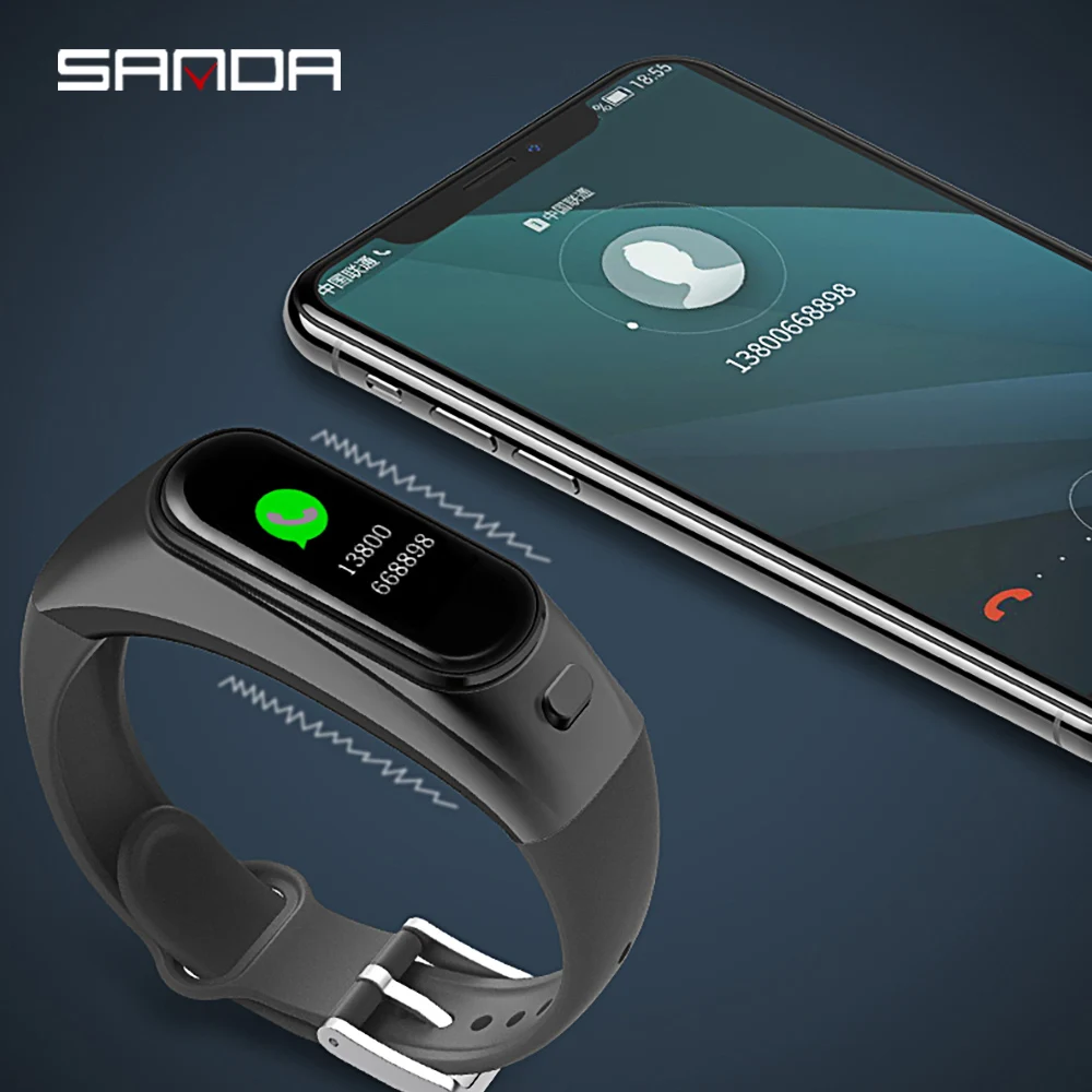 SANDA, умные часы, гарнитура, мужские, Bluetooth, беспроводная гарнитура, для девушек, кровяное давление, пульсометр, умные часы с браслетом sp