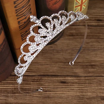 

Fashion Silver Color Tiara And Crown Crystal Heart Rhinestone Wedding Hair Jewelry Women Queen Princess Girl Bride Hair Ornament
