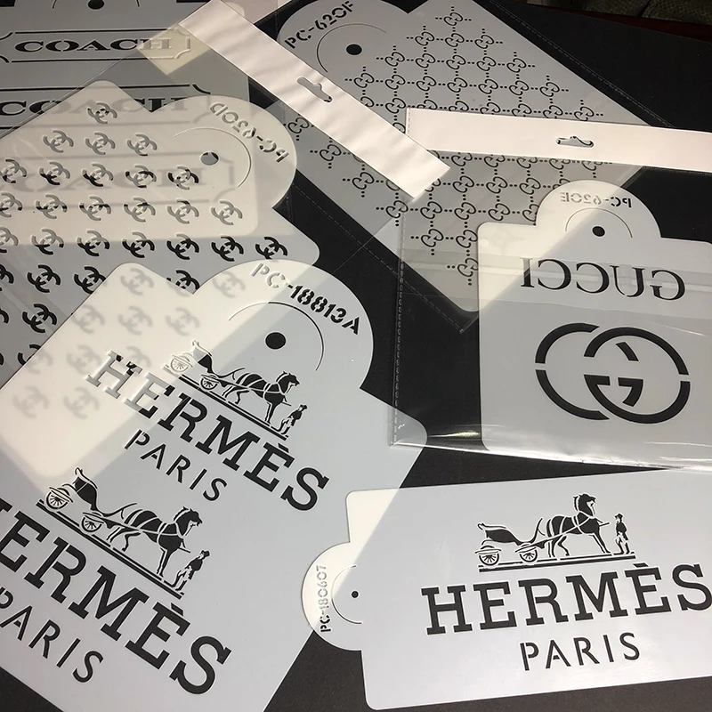 Famous Brand Logo Shaped Cake Stencils Coffee Spray Stencils Cake Spray Mold Decorating Bakery Tools DIY Mould Fondant Template 4