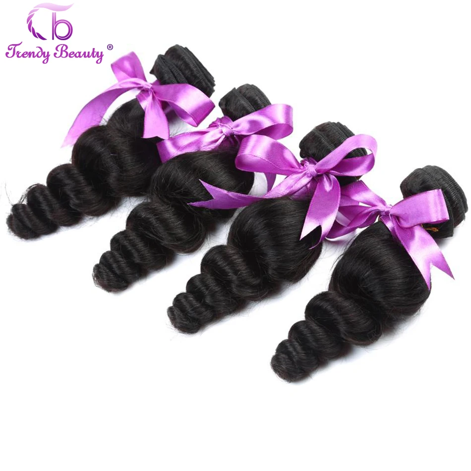 

Trendy Beauty Peruvian Loose Wave Human Hair Extensions 4pcs Natural Black Color Non-remy 8-30 inches Can buy Free Shipping