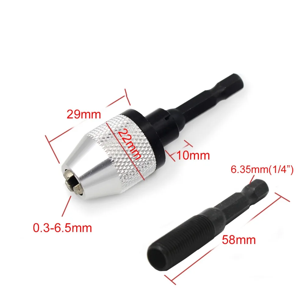 Electric Drill Bit Clip 6mm Hex Shank Clamping Range 0.3-6.5mm Screwdriver Drill Grinder Converter