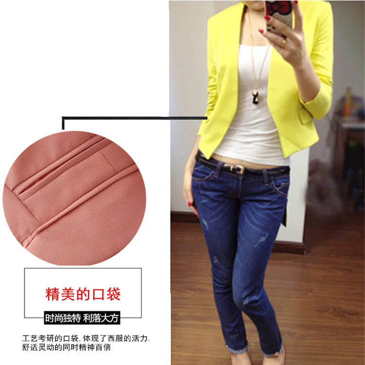 New arrival Jacket Blazer Lined With Striped no Button Women Pleated sleeves Coat Suit fashion Blazers Jacket Candy-colored